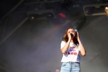 Mel C on the main stage at the British Grand Prix