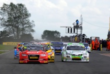 Start of the race - Ollie Jackson (GBR) AmDtuning.com with Cobra Exhausts Audi S3 leads