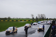BTCC cars on the grid at Croft
