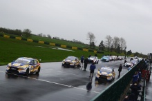 BTCC cars on the grid at Croft