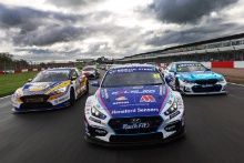 Ashley Sutton - NAPA Racing UK Ford Focus ST, Tom Ingram - Bristol Street Motors with EXCELR8 Hyundai i30 N Fastback  and Jake Hill - Laser Tools Racing with MB Motorsport BMW 330e M Sport