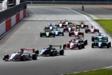 Start of Race 1 Toby Sowery (GBR) Lanan Racing BRDC F3 leads