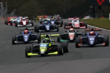 Start of the race Linus Lundqvist (SWE) Double R BRDC British F3 leads