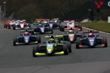 Start of the race Linus Lundqvist (SWE) Double R BRDC British F3 leads