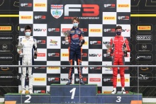 Race 1 Podium, Zak O'Sullivan (GBR) - Carlin BRDC F3, Christian Mansell (AUS) - Carlin BRDC F3 and Roman Bilinski (POL) Arden BRDC F3