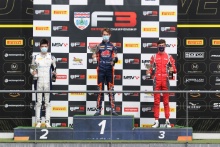 Race 1 Podium, Zak O'Sullivan (GBR) - Carlin BRDC F3, Christian Mansell (AUS) - Carlin BRDC F3 and Roman Bilinski (POL) Arden BRDC F3
