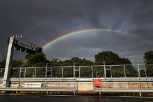 A rainbow in the pit lane