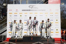 Podium of #47 Marc Warren / William Orton - Forsetti Motorsport Aston Martin Vantage AMR GT4 and #31 Charles Dawson / Seb Morris - Team Parker Racing Mercedes-AMG GT4 and #7 Mikey Porter / Jamie Day - Forsetti Motorsport Aston Martin Vantage AMR GT4 Evo