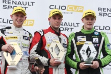 Max Coates (GBR) Ciceley Motorsport Renault Clio Cup, Mike Bushell (GBR) Team Pyro Renault Clio Cup and Ant Whorton-Eales (GBR) JamSport with AWE Motorsport Renault Clio Cup