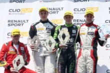 Podium, Lee Pattison (GBR) Team Cooksport Renault Clio CUp, Senna Proctor (GBR) Team Pyro Renault Clio Cup, Ant Whorton-Eales (GBR) JamSport with AWE Motorsport Renault Clio Cup and Mike Bushell (GBR) Team Pyro Renault Clio Cup