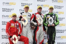 Podium, Lee Pattison (GBR) Team Cooksport Renault Clio CUp, Max Coates (GBR) Ciceley Motorsport Renault Clio Cu, Mike Bushell (GBR) Team Pyro Renault Clio Cup and Ant Whorton-Eales (GBR) JamSport with AWE Motorsport Renault Clio Cup
