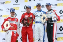Podium, Nathan Harrison (GBR) JamSport Racing Renault Clio Cup, Lee Pattison (GBR) WDE Motorsport Renault Clio Cup, Mike Bushell (GBR) Team Pyro Renault Clio Cup and Max Coates (GBR) Ciceley Motorsport Renault Clio Cup