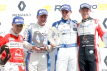 Podium, Nathan Harrison (GBR) JamSport Racing Renault Clio Cup, Paul Rivett (GBR) WDE Motorsport Renault Clio Cup and Mike Bushell (GBR) Team Pyro Renault Clio Cup and Max Coates (GBR) Ciceley Motorsport Renault Clio Cup