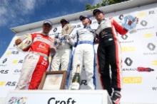 Podium, Nathan Harrison (GBR) JamSport Racing Renault Clio Cup, Paul Rivett (GBR) WDE Motorsport Renault Clio Cup and Mike Bushell (GBR) Team Pyro Renault Clio Cup and Max Coates (GBR) Ciceley Motorsport Renault Clio Cup