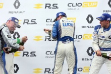 Podium, James Dorlin (GBR) Westbourne Motorsport Renault Clio Cup, Daniel Rowbottom (GBR) DRM Renault Clio Cup, Paul Rivett (GBR) WDE Motorsport Renault Clio Cup and Mike Bushell (GBR) Team Pyro Renault Clio Cup