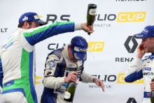Podium, Daniel Rowbottom (GBR) DRM Renault Clio Cup, Paul Rivett (GBR) WDE Motorsport Renault Clio Cup and Mike Bushell (GBR) Team Pyro Renault Clio Cup