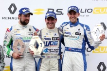 Podium, Daniel Rowbottom (GBR) DRM Renault Clio Cup, Paul Rivett (GBR) WDE Motorsport Renault Clio Cup and Mike Bushell (GBR) Team Pyro Renault Clio Cup