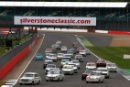 Silverstone Classic 2016, 29th-31st July, 2016,Silverstone Circuit, Northants, England. Wolfe-Meaden 	Ford Lotus Cortina lead at the start Copyright Free for editorial use only