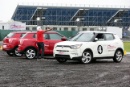 Silverstone Classic 2016, 29th-31st July, 2016,Silverstone Circuit, Northants, England. SsangYong Car Football with England, in the red of 1966, were represented by footballers John Barnes (c) and Steve Hodge as well as John Stiles (son ofNobby). The Germans – in white – lined up with ex-Formula 1 stars Damon Hill (c), Johnny Herbert and Anthony DavidsonCopyright Free for editorial use onlyMandatory credit – Jakob Ebrey Photography