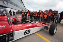 Silverstone Classic Media Day 2017,
Silverstone Circuit, Northants, England. 23rd March 2017.
Tiff Needell Formula Ford and the Media.
Copyright Free for editorial use.