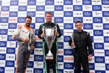The Classic, Silverstone 2021 Race 1 Podium (l-r) 19 Miles Griffiths / Ralt RT1 , 78 Matthew Wrigley / March 782 , 77 Andrew Smith / March 742 At the Home of British Motorsport. 30th July – 1st August Free for editorial use only