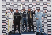 Silverstone Festival, Silverstone 202325th-27th August 2023Free for editorial use onlyPodium of 14 John Spiers / Nigel Greensall - TVR Griffith, 192 Julian Thomas / Calum Lockie - Shelby American Cobra Daytona and 46 Mike Whitaker - TVR Griffith
