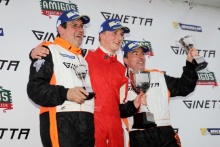 Podium, Colin White CWS 4x4 Spares Ginetta G55, Jac Constable Xentek Motorsport Ginetta G55 and Ian Robinson TCR Ginetta G55