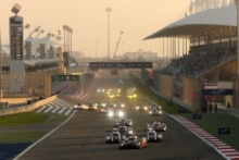 Start of the race - Lucas di Grassi / Loic Duval / Oliver Jarvis - Audi Sport Team Joest Audi R18 leads at the stat