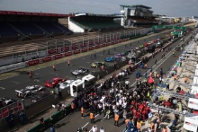 The cars on the grid at the end of the race