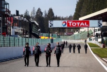 The Toyota team walk the track