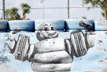 Michelin Man on the pit wall at Sebring