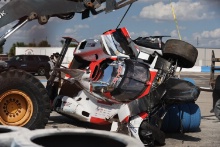 The crashed car of #7 Toyoya Gazoo Racing Toyota GR0110 – Hybrid Hypercar of Mike Conway, Kamui Kobayashi, Jose Maria Lopez