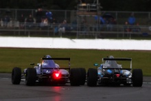 Zane Maloney (BRB) Carlin British F4 and Sebastian Alvarez (MEX) Double R Racing British F4 collide in Race 3