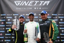 Podium Race 1 Ravi Ramyead - W2R Ginetta G56 Jon Kearney - W2R Ginetta G56 Marc Elman Want2Race GTA