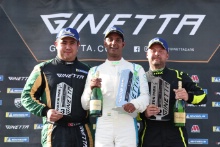 Podium Race 1 Marc Elman - W2R Ginetta G56 Ravi Ramyead - W2R Ginetta G56 Jon Kearney - W2R Ginetta G56
