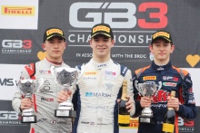 Reece Ushijima (USA) - Hitech GP BRDC GB3, Zak O'Sullivan (GBR) - Carlin BRDC GB3 and Christian Mansell (AUS) - Carlin BRDC GB3
