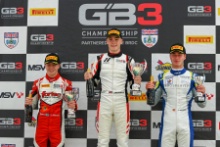 GB3 Race 2 Podium Joel Granfors - Fortec Motorsport GB3 Luke Browning - Hitech GP GB3 Javier Sagrera - Carlin GB3