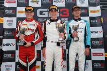 Podium Race 2 Joel Granfors - Fortec Motorsport GB3 Luke Browning - Hitech GP GB3 Max Esterson - Douglas Motorsport GB3