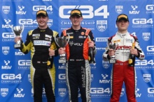 GB4 Oulton Park Race 3 Podium Harri Reynolds, Liam McNeilly, Colin Queen