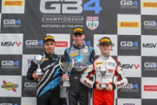 GB4 Race 3 Podium Cooper Webster - Evans GP GB4 Tom Mills - KMR Sport GB4 Colin Queen - Fortec Motorsports GB4
