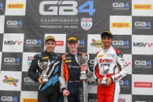 GB4 Race 4 Podium Cooper Webster - Evans GP GB4 Liam McNeilly - Fox Motorsport GB4 Aditya Kulkarni - Fortec Motorsports GB4