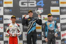 GB4 Race 3 Podium Aditya Kulkarni - Fortec Motorsports GB4 Cooper Webster - Evans GP GB4 Tom Mills - KMR Sport GB4