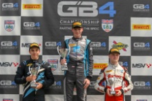 GB4 Race 2 Podium Cooper Webster - Evans GP GB4 Tom Mills - KMR Sport GB4 Colin Queen - Fortec Motorsports GB4