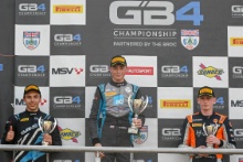 GB4 Race 2 Podium Cooper Webster - Evans GP GB4 Tom Mills - KMR Sport GB4 Liam McNeilly - Fox Motorsport GB4
