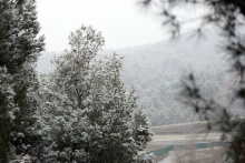 Snow falling at Parcmotor Castelloli