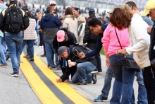 Fans at the Daytona 24 hours - signing the track before the race