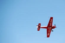 An acrobatic plane during the pit walk