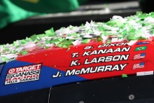 Confetti on the winning car of Scott Dixon / Tony Kanaan / Kyle Larson / Jamie McMurray Chip Ganassi Racing with Felix Sabates Riley DP

