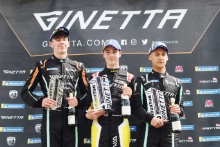 Luke Watts - R Racing Ginetta Junior - William Macintyre - Elite Motorsport Ginetta Junior - Sonny Smith - R Racing Ginetta Junior