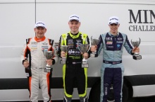 Podium, Dominic Wheatley - PerformanceTek Racing MINI, Nicky Taylor - EXCELR8 Motorsport MINI and Harry Nunn - AReeve Motorsport MINI